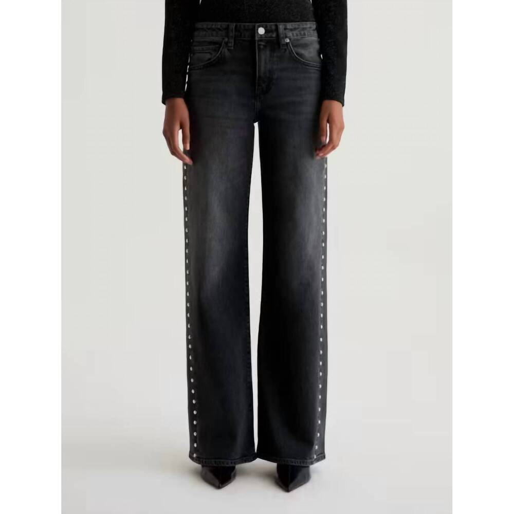 AG JEANS adria studded wide-leg jeans in immensity